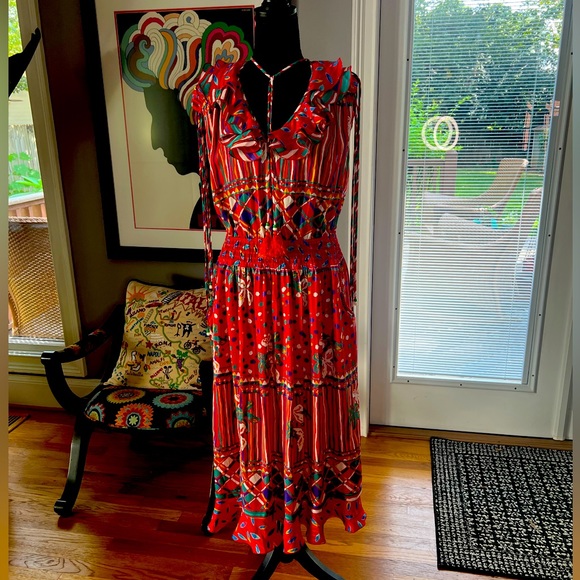 Diane Freis vintage georgette tassel dress - Picture 2 of 16